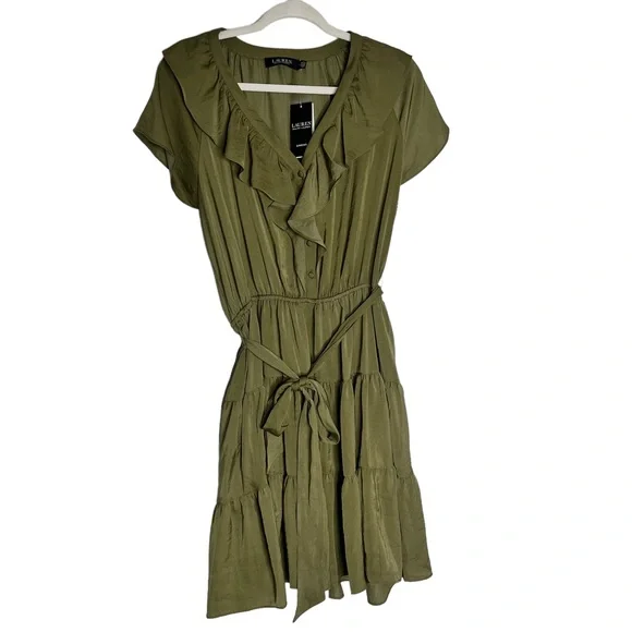 ralph lauren olive green dress Lauren Ralph Lauren BELTED COTTON BLEND SHIRTDRESS - Shirt dress - sage  green/light green